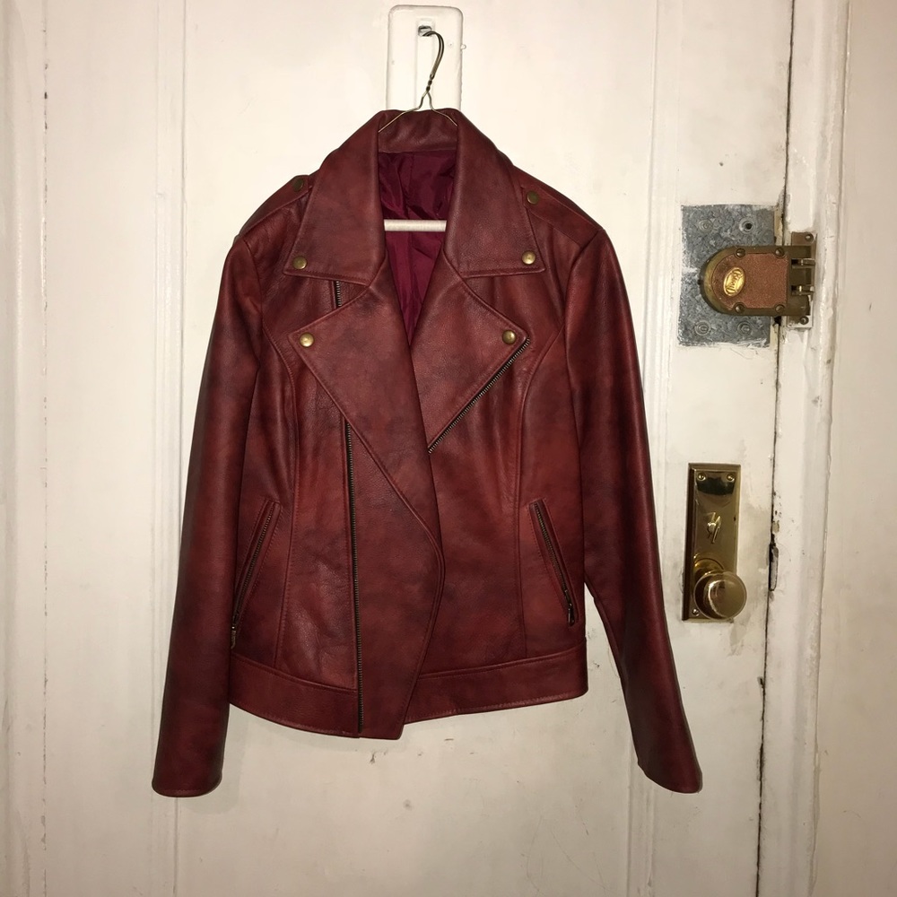 Red leather jacket